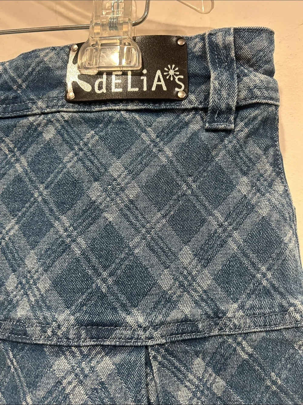 Dolls Kill Blue Plaid Denim Pleated clueless Y2K Mini Skirt xl women’s new